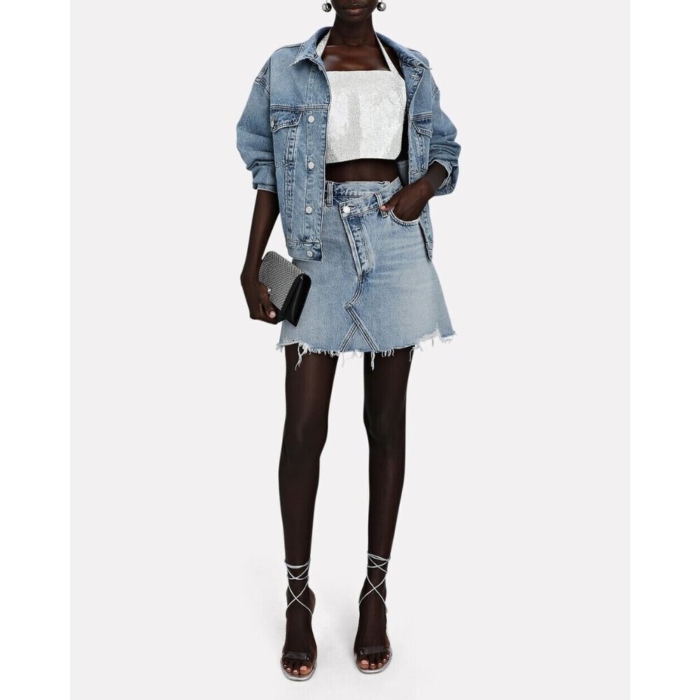 Agolde Light Blue Denim Mini Skirt